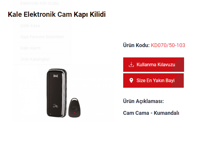 KALE ELEKTRONİK CAM KAPI KİLİDİ CAM-CAMA KUMANDALI