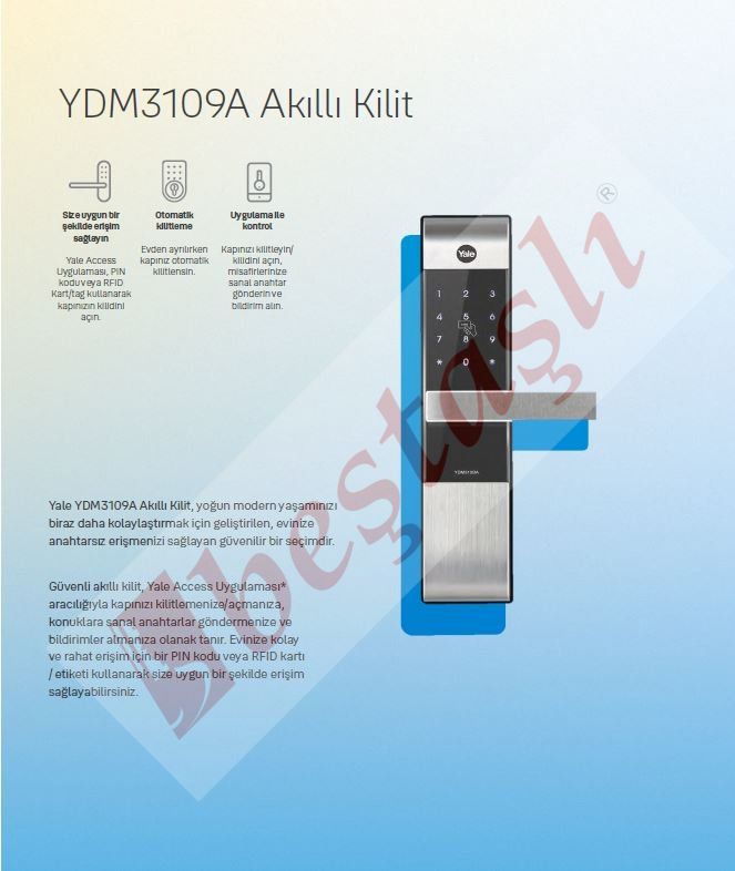 YDM3109A AKILLI KİLİT - AHŞAP KAPILAR İÇİN ( YALE
