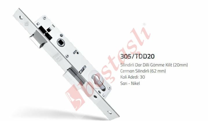 SİLİNDİRLİ DAR 20 MM DİLLİ GÖMME KİLİT