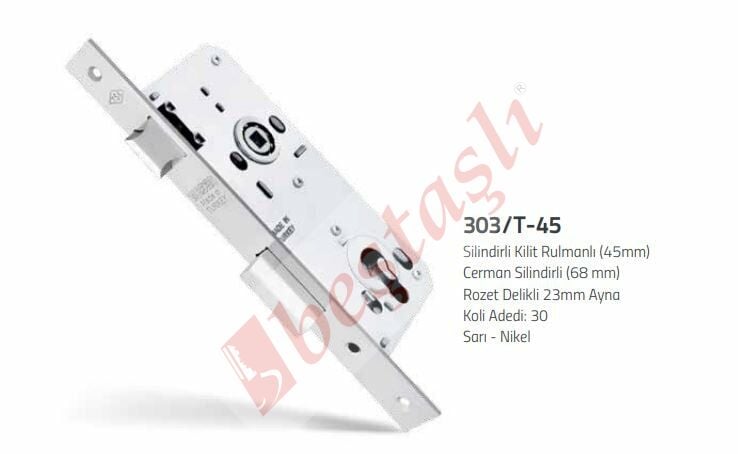 SİLİNDİRLİ 45 MM GÖMME KİLİT  CERMAN BARELLİ NİKEL