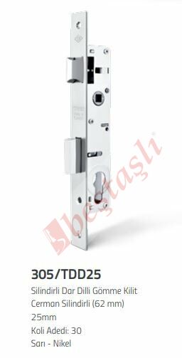 SİLİNDİRLİ DAR 25 MM DİLLİ GÖMME KİLİT