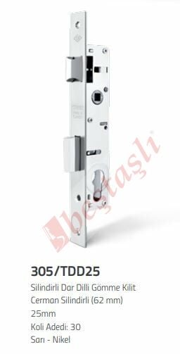 SİLİNDİRLİ DAR 25 MM DİLLİ GÖMME KİLİT